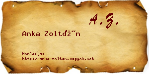 Anka Zoltán névjegykártya